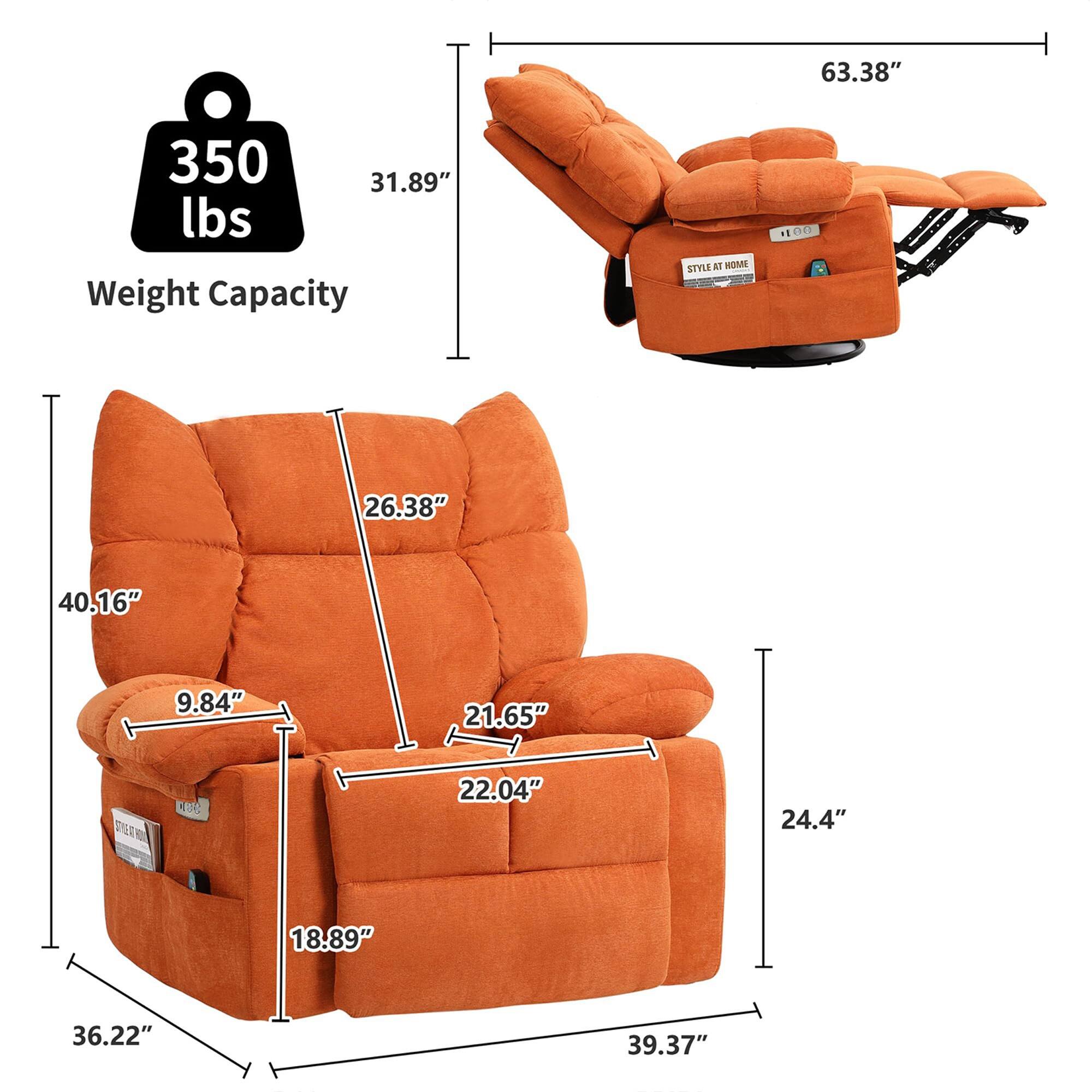 XINMICS Swivel Recliner Chair, Glider Rocking Power Recliner with