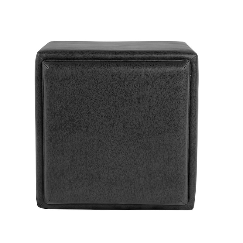 HomePop Storage Ottoman with Tray Top - Black Faux Leather