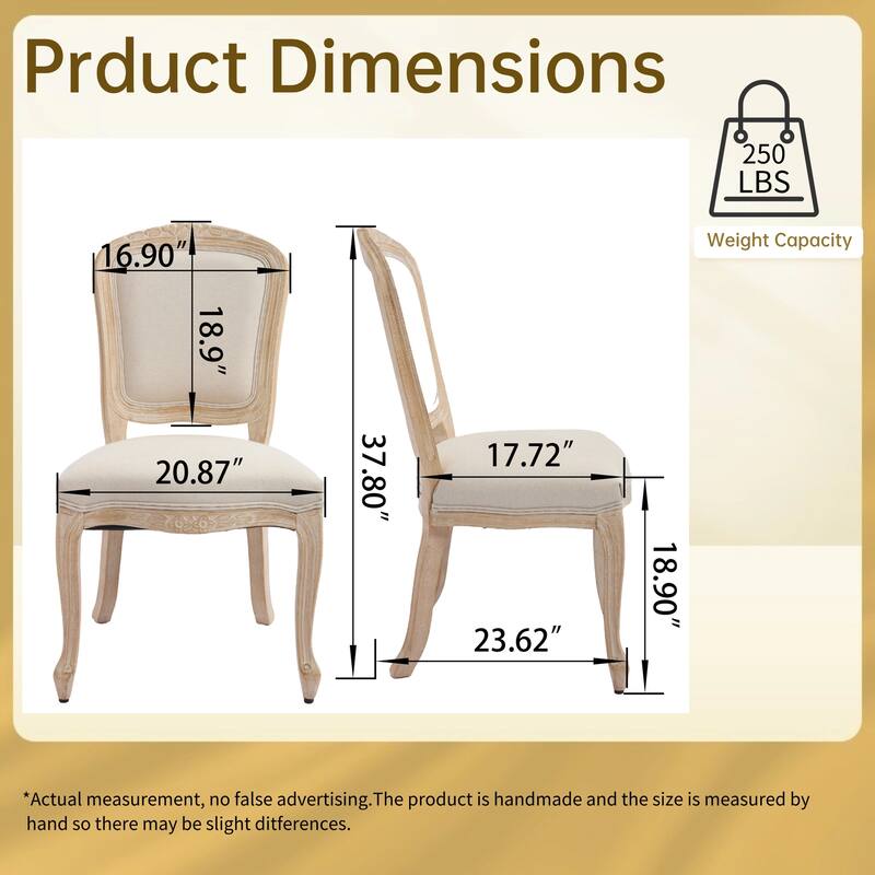 French Country Wire Drawing & Carving Techniques Dining Chairs with Backrest (Set of 2)