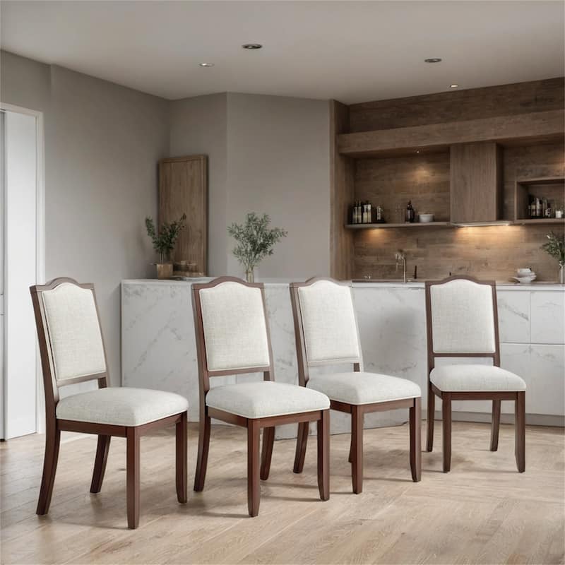 Upholstered Dining Chairs with High Back and Wood Frame (Set of 4)