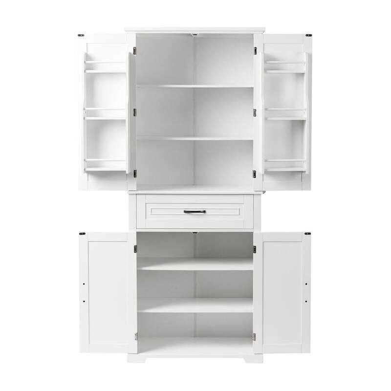 30 in. W x 72 in. H Freestanding Bathroom Cabinet in White with Adjustable Shelf and Drawer