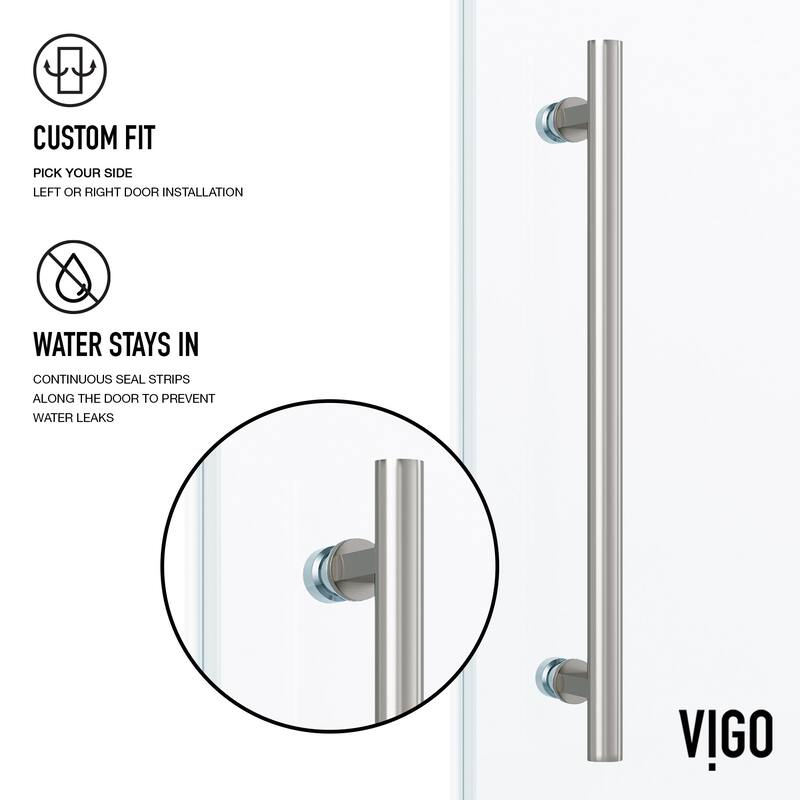VIGO Elan 56" to 60" W x 66" H Frameless Sliding Tub Door