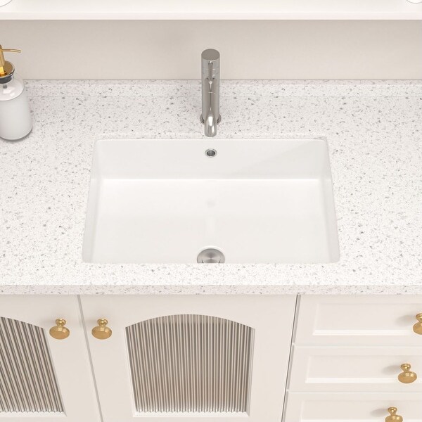 Kichae Undermount Bathroom Sink 20 Inch Ceramic Sink with Overflow