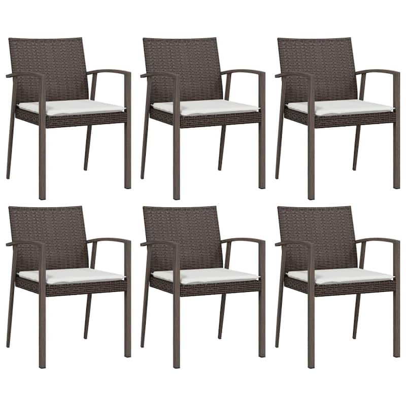 vidaXL Patio Dining Set Table and Chair with Cushions Poly Rattan and Steel