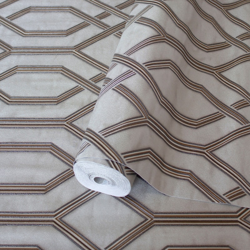 Modern Flocked Geometric Embossed Wallpaper