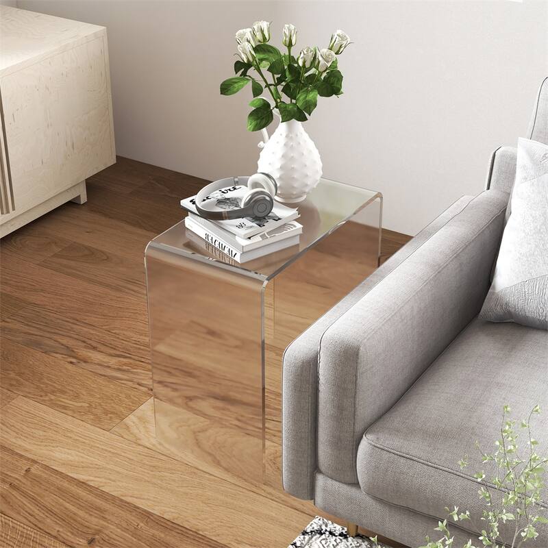 21" Long Rectangle All Acrylic Waterfall Coffee Table, Clear