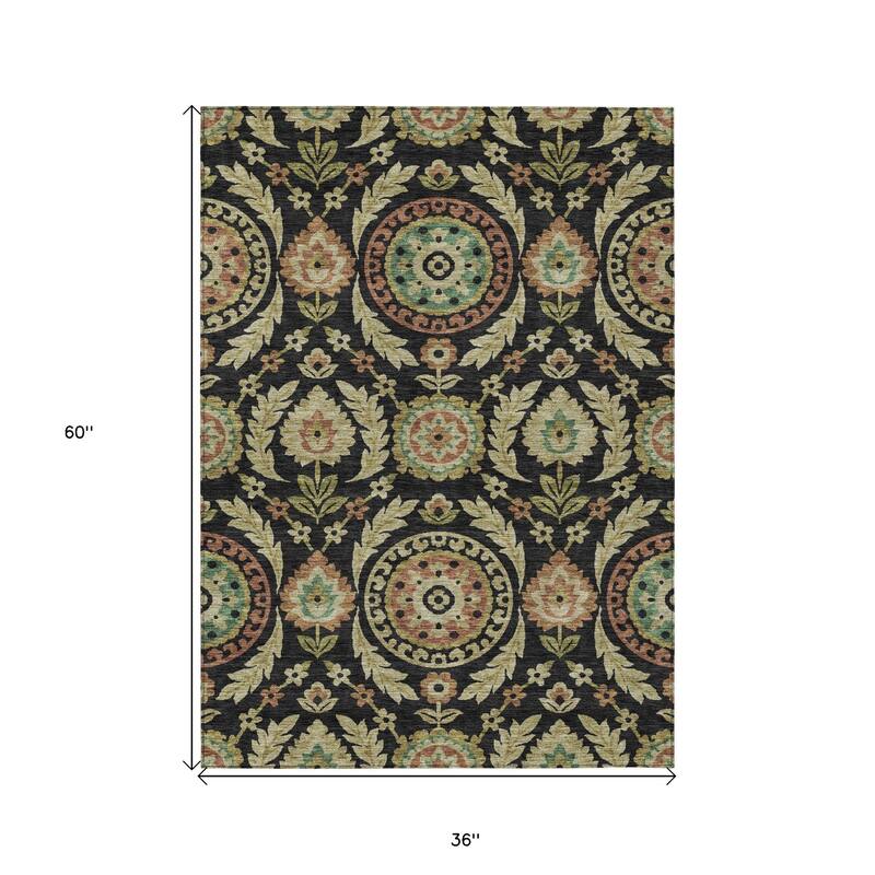 HomeRoots Floral Transitional Rectangle Outdoor Rug