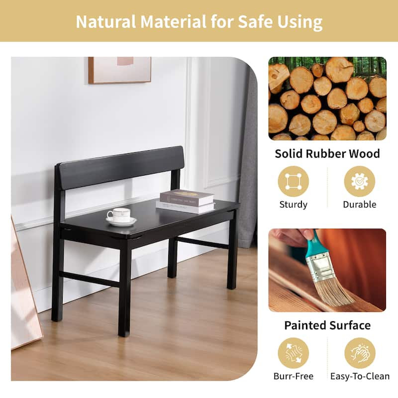 Entryway 40"L Solid Wood Dining Bench with Spindle Back