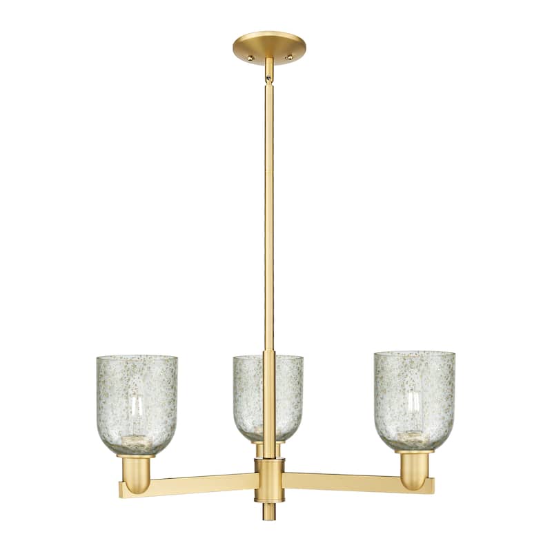 Innovations Lighting Endless Possibilities Arcadia - Caledonia - 3 Light 27" Stem Hung Chandelier with Mica Shade - Satin Gold/Mica