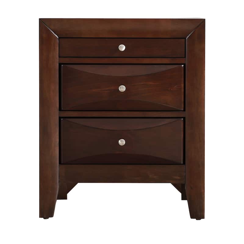 Cappuccino Nightstand 28x23x17 Contemporary Bedside Table with Three Drawers, Rich Stylish Finish and Bedroom Storage