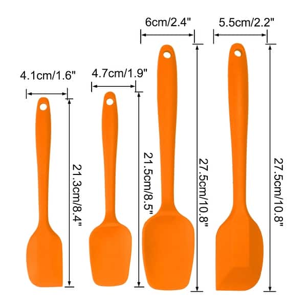 4pcs Silicone Spatula Set Heat Resistant Non Stick Spatula for Scraping Orange