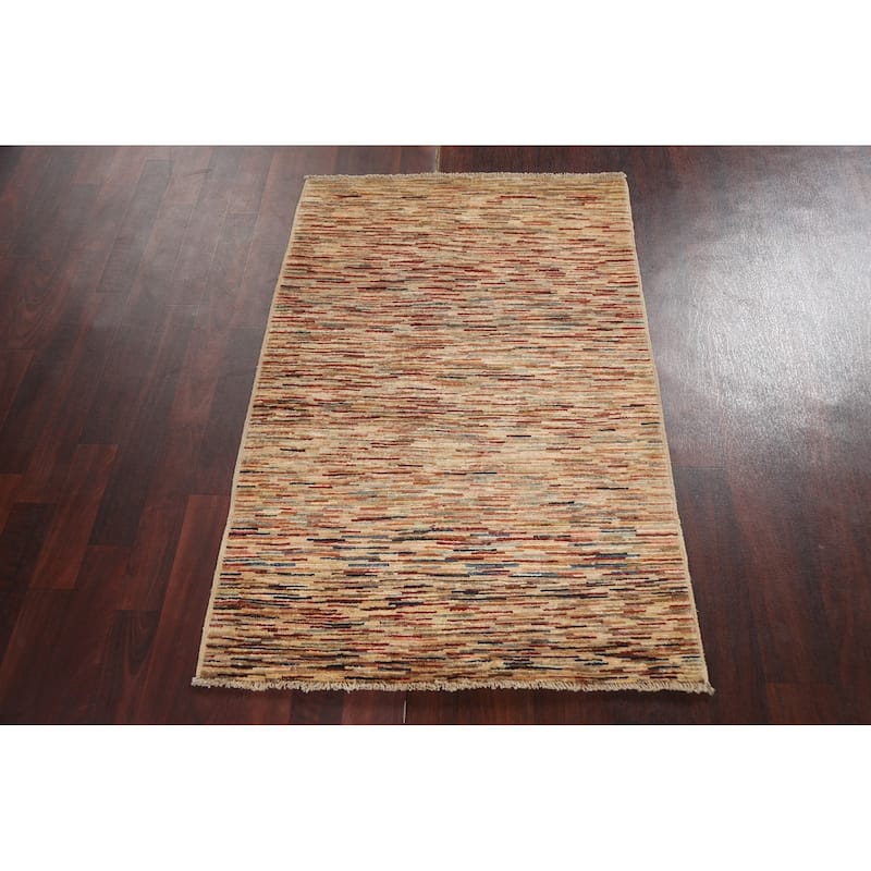 Contemporary Wool Gabbeh Kashkoli Oriental Area Rug Handmade Carpet - 2'9" x 4'0"
