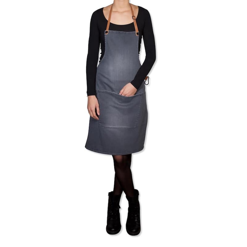 BBQ Style Apron Denim Washed Grey