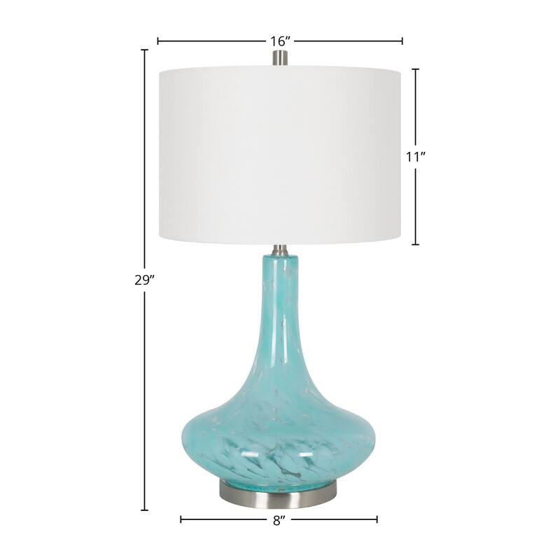 Glass 29" Table Lamp with Linen Shade, Blue (Set of 2)