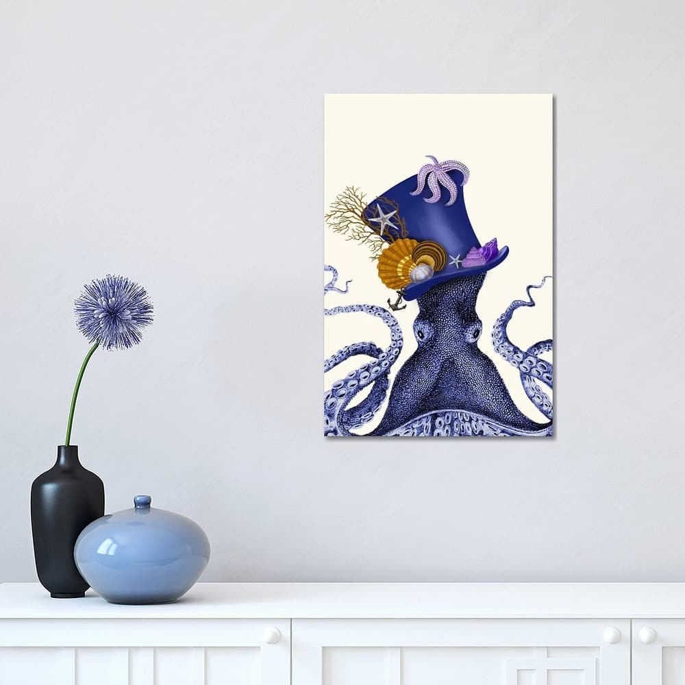 iCanvas "Octopus Nautical Hat" by Fab Funky Canvas Print