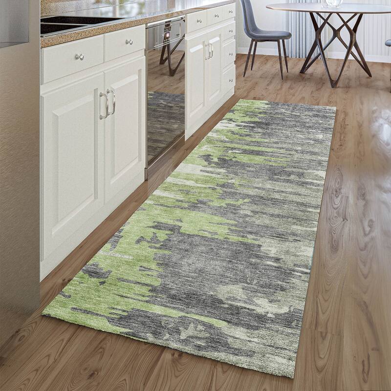 Premium Washable Super Soft Abstract Prints Mayfield Rug - Green - 2' 3" x 7' 6"
