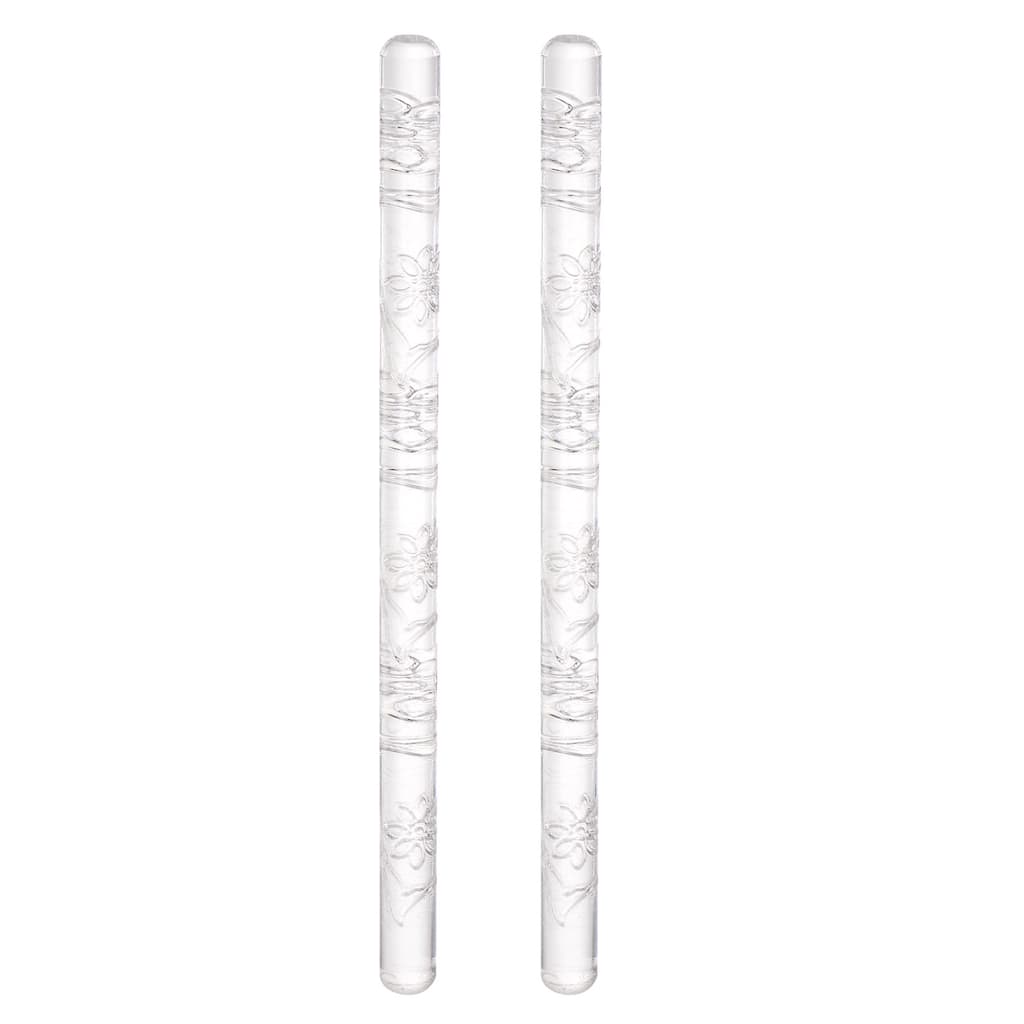 2pcs Acrylic Embossed Rolling Pin 16cm x 1cm Rose Pattern - Transparent