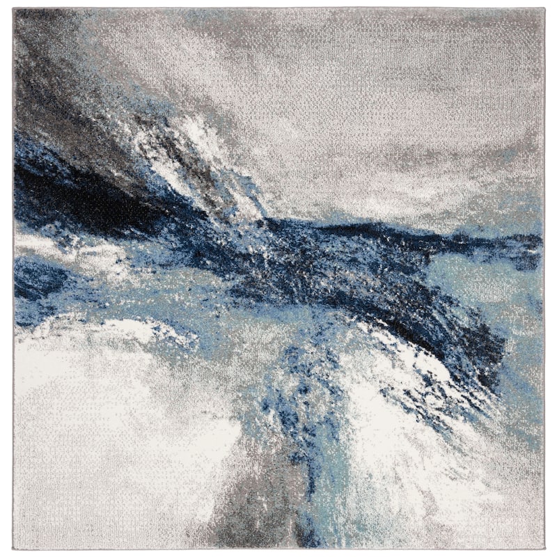 SAFAVIEH Galaxy Consuela Modern Abstract Rug - 5'3" x 5'3" Square - Blue/Grey