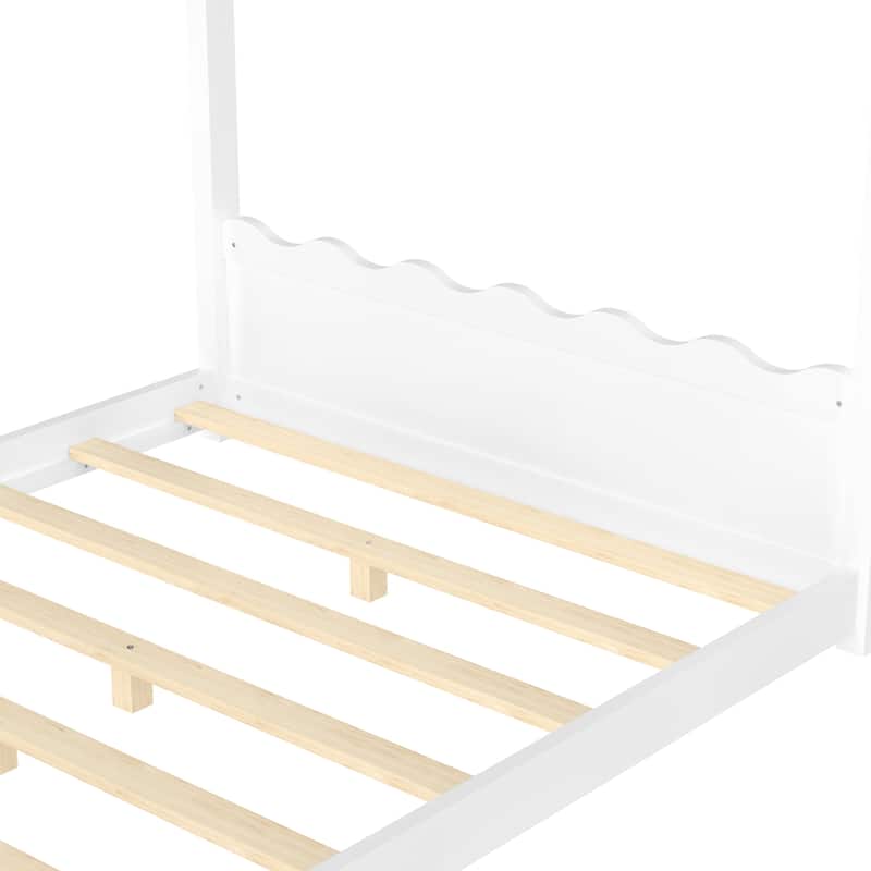 Wood House Bed Floor Bed with Support Slats Montessori Bed