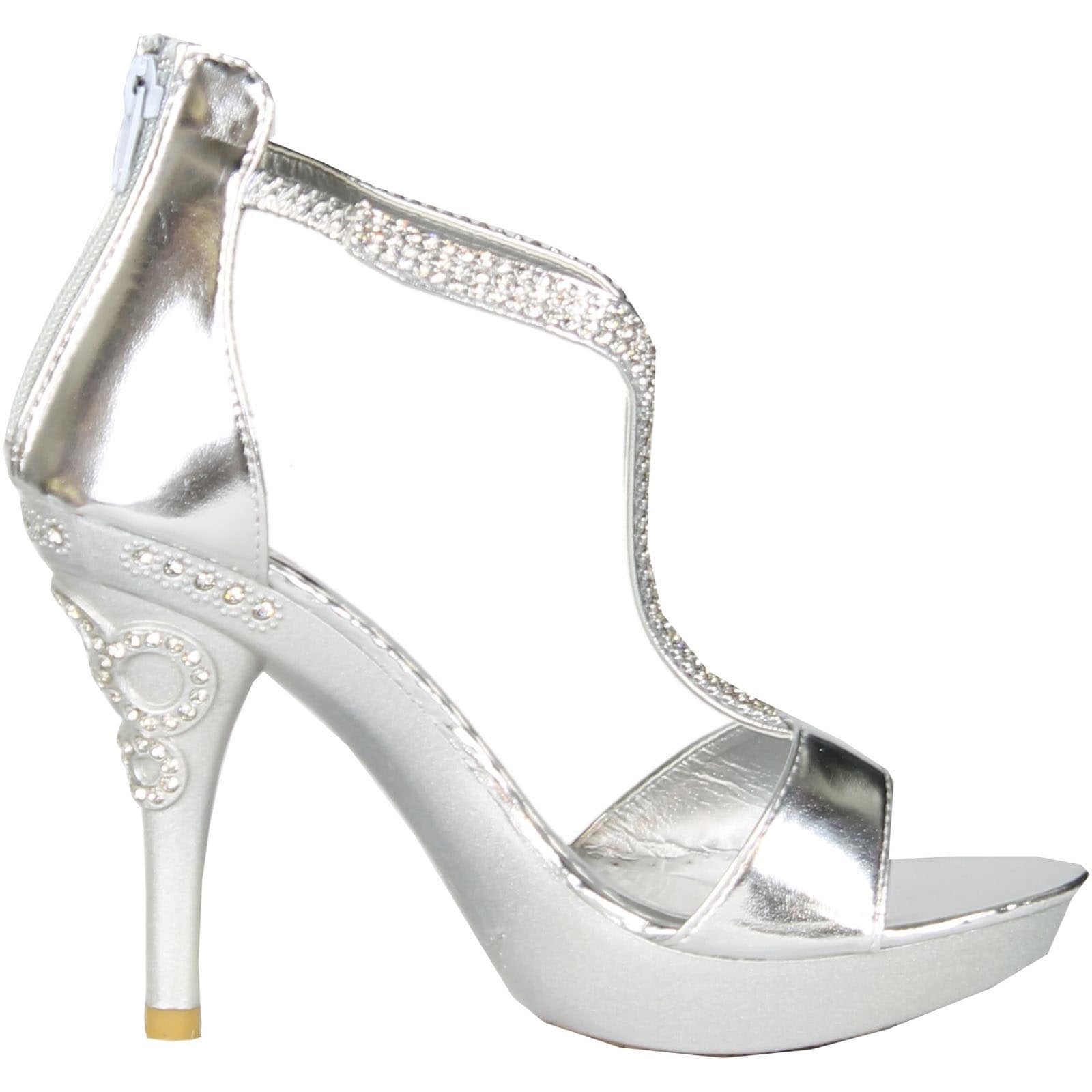 silver diamond strap heels
