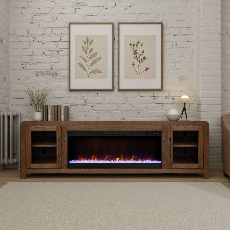 Bridgevine Home Haven 82 inch Fireplace TV Stand, for TVs up to 90 inches, Minimal Assembly