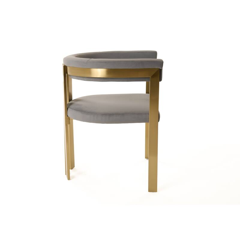 Modrest Pontiac Modern Grey Velvet & Champagne Gold Dining Chair