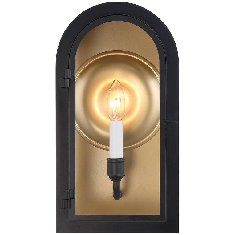 Savoy House 5-410 Grotto 15" Tall Outdoor Wall Sconce - Matte Black / Vintage Gold