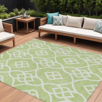 HomeRoots Trellis Transitional Rectangle Outdoor Rug