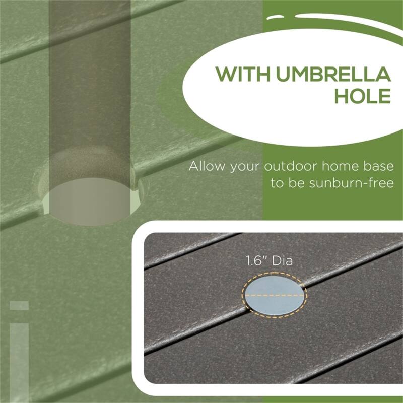 Dark Grey HDPE Aluminum 4 Seater Outdoor Coffee Table with Umbrella Hole - Dia. 35" x 29.1" H
