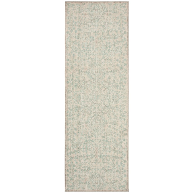 SAFAVIEH Windsor Zineta Oriental Rug - 3' x 12' Runner - Cream/Aqua