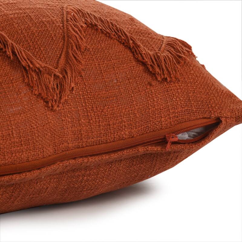 Sevita Solid Cinnamon Chevron Shag Throw Pillow