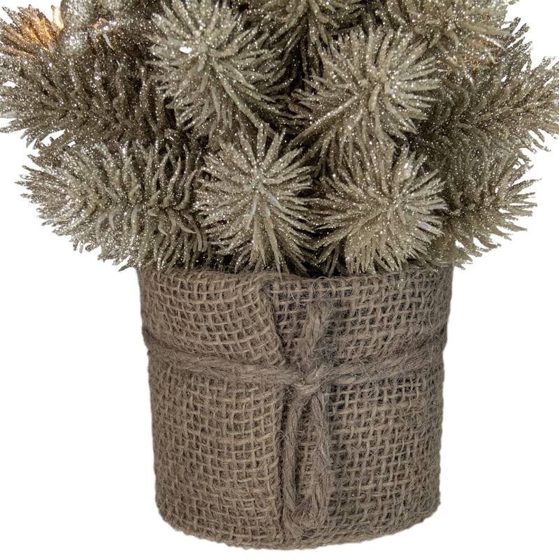 10.25in LED Potted Champagne Artificial Christmas Tree - Clear Lights - under-3-feet