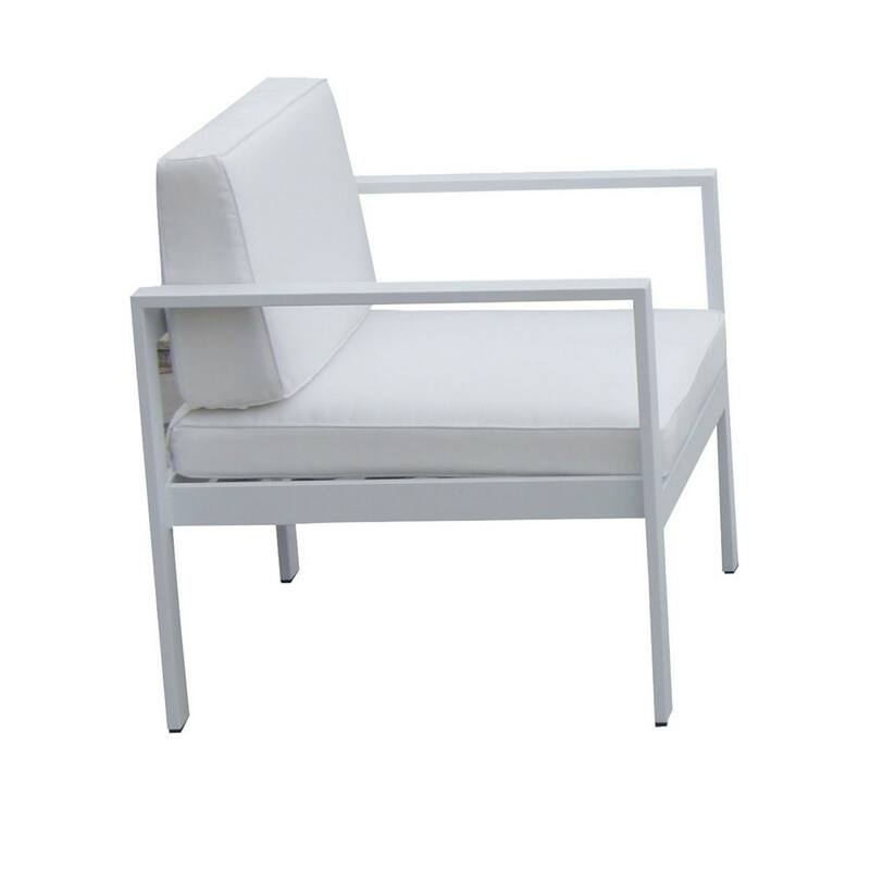 Kili 4 Piece Outdoor Sofa, Chairs, and Table Set, Crisp White Aluminum