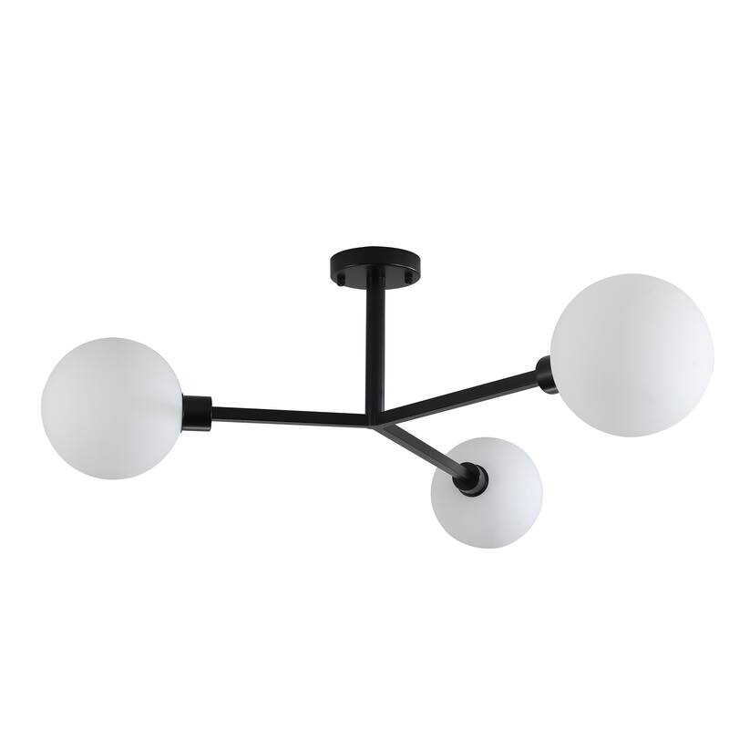 3-Light Semi Flush Mount Ceiling Light with Frosted Glass Shade