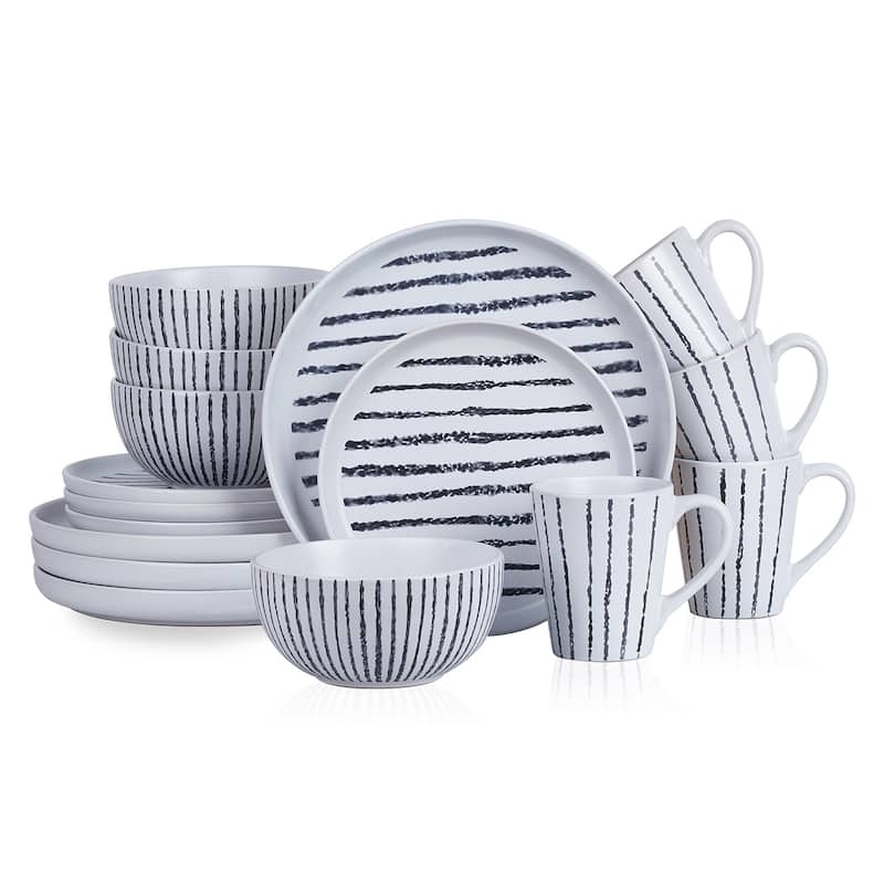 Stone Lain Nova Stoneware Dinnerware Set - Black - 16 Piece