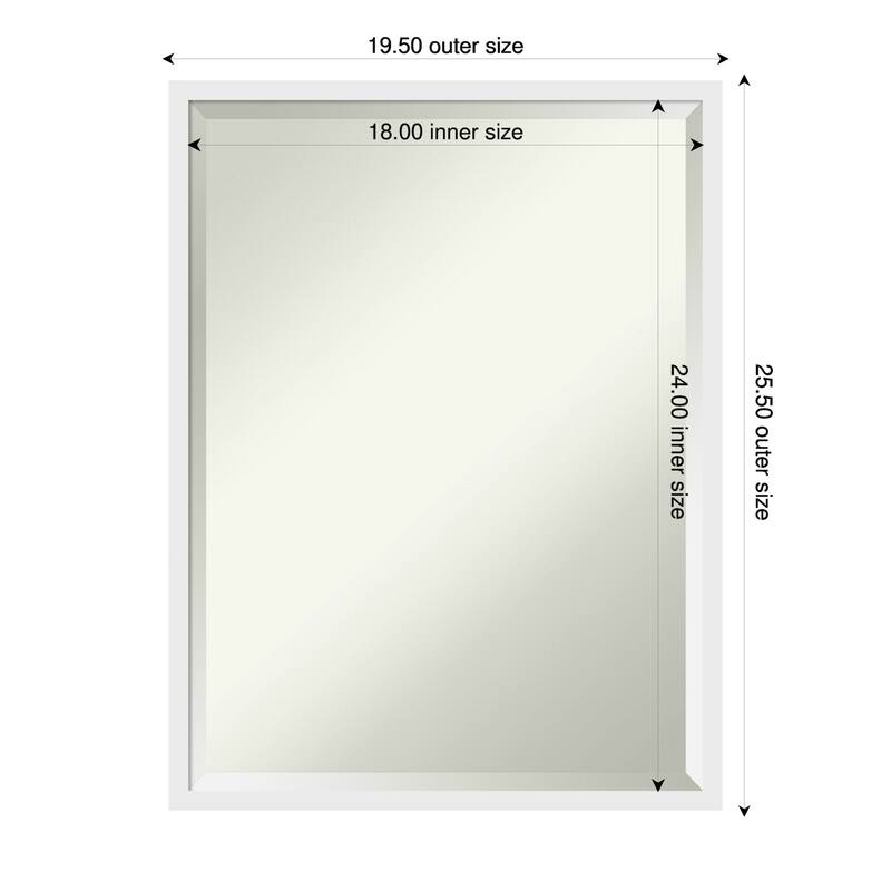 Incline Beveled Wood Framed Wall Mirror - 20 x 26 in - Incline White