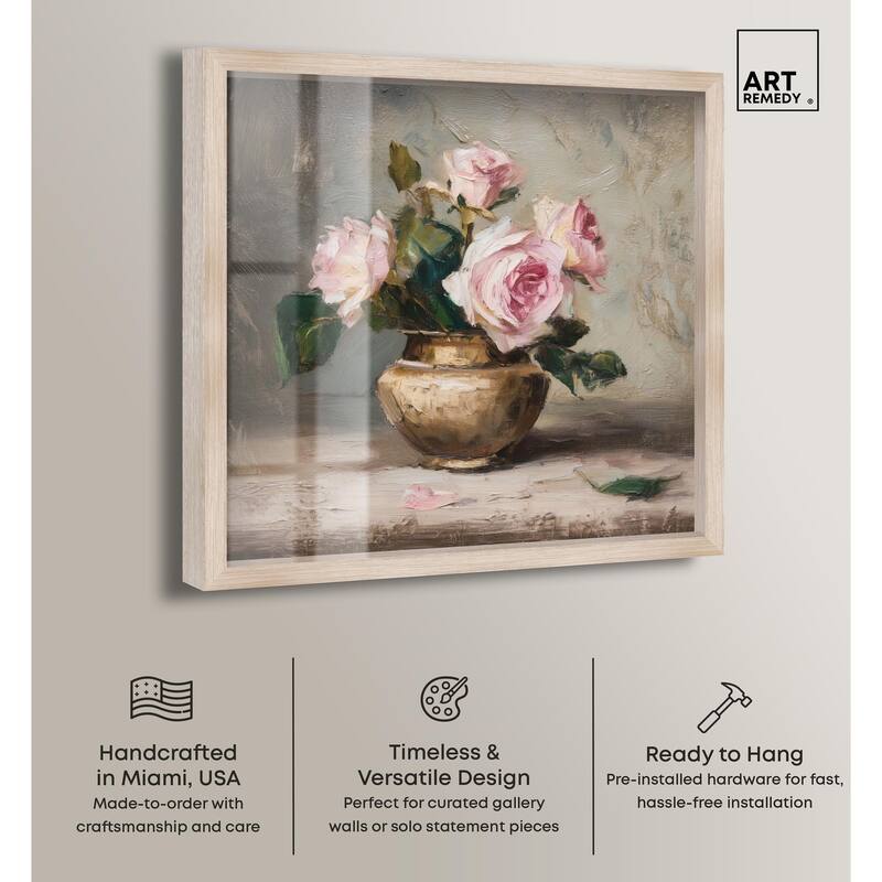 Pink Petals and Brass Shadowbox by Art Remedy