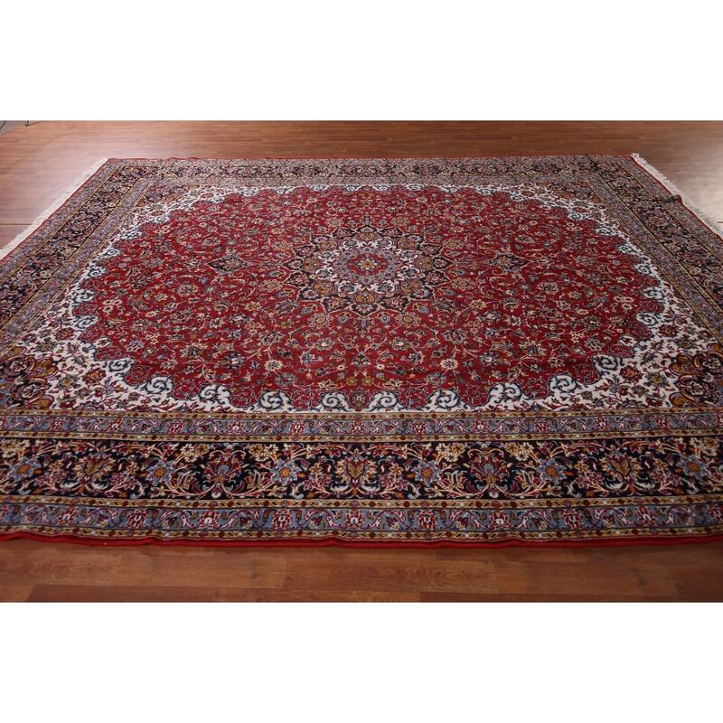 Traditional Red Kashan Turkish Area Rug Oriental Machine Made Carpet - 9'8" x 12'5"
