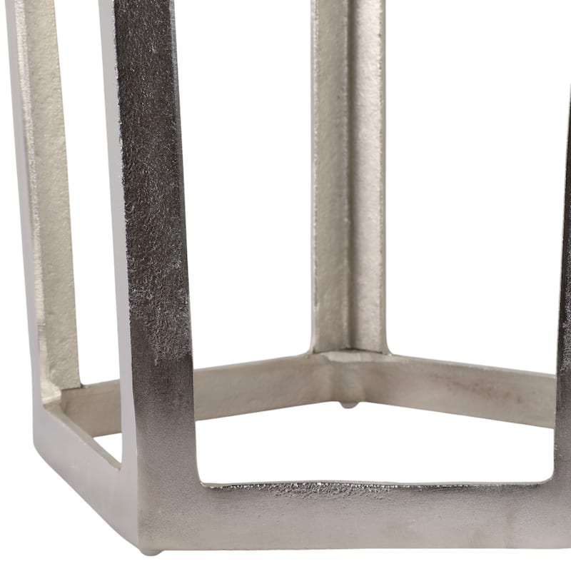 Marble Side Table Metal Frame Modern Narrow Accent for Home Decor