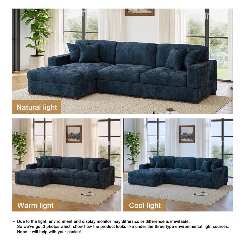Oversized Modern Chenille Modular Sectional Sofa with Chaise