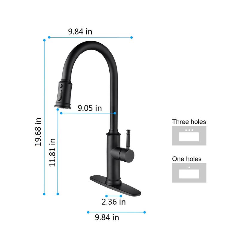 Topcraft Single Handle Pull-Out Kitchen Faucet with Base Plate