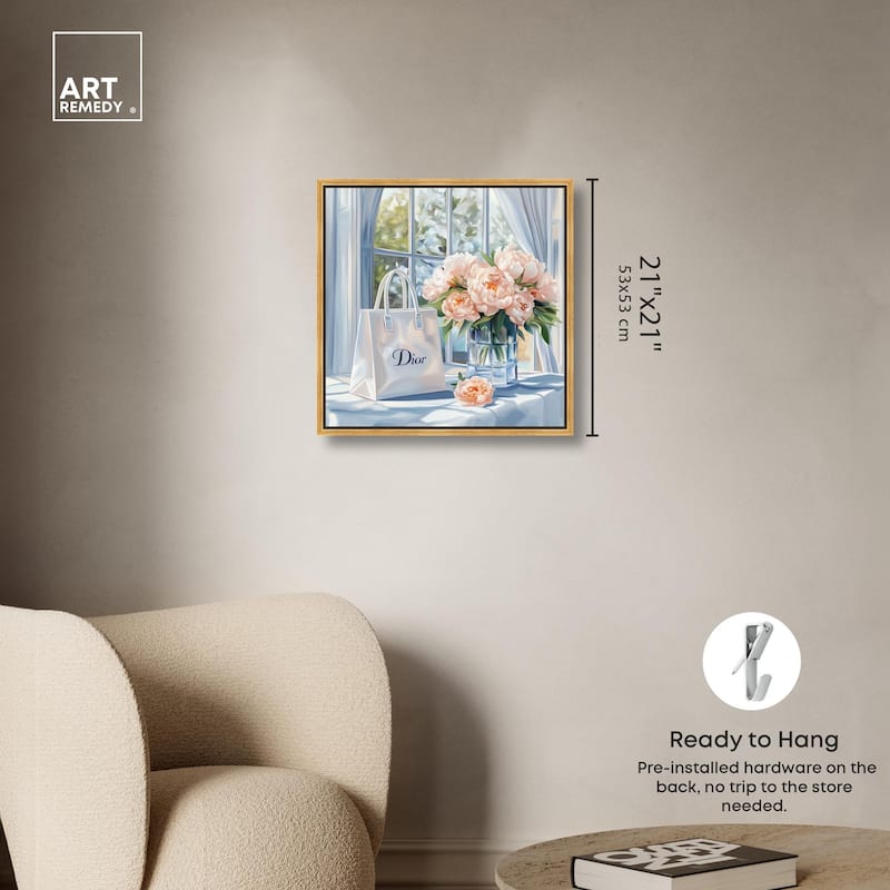 Bag and Peonies Canvas by Art Remedy