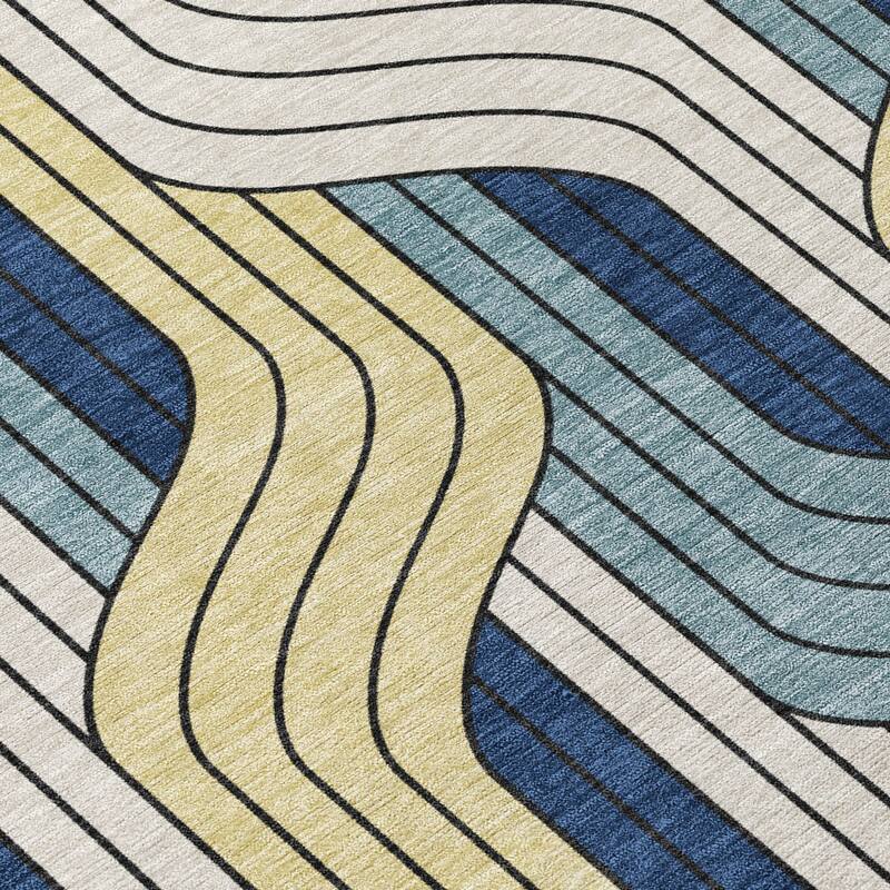 Machine Washable Indoor/ Outdoor Modern Pathway Chantille Rug