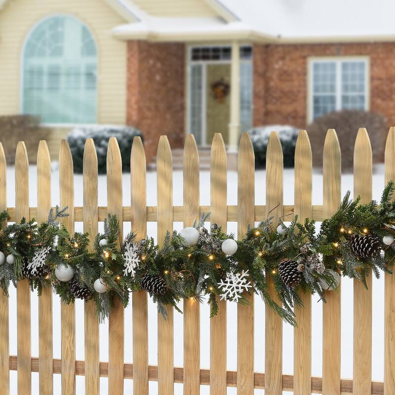 National Tree Company 9 ft. Feel Real Pre-Lit Alpine Collection Decorated Garland - 9 ft