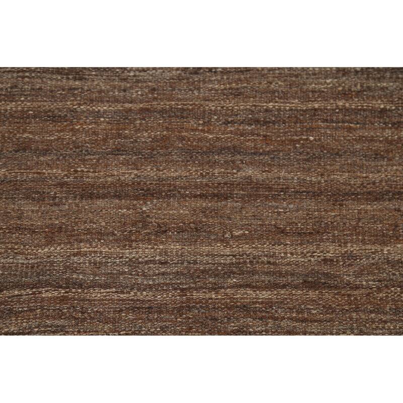Hand-Woven Brown Kilim Persian Vintage Rug Hand-Knotted Wool Carpet - 5'2"x 6'7"
