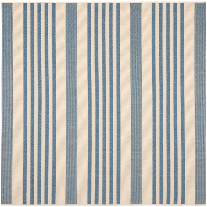 SAFAVIEH Courtyard Orsi Indoor/ Outdoor Waterproof Area Rug - 6'7" Square - Beige/Blue