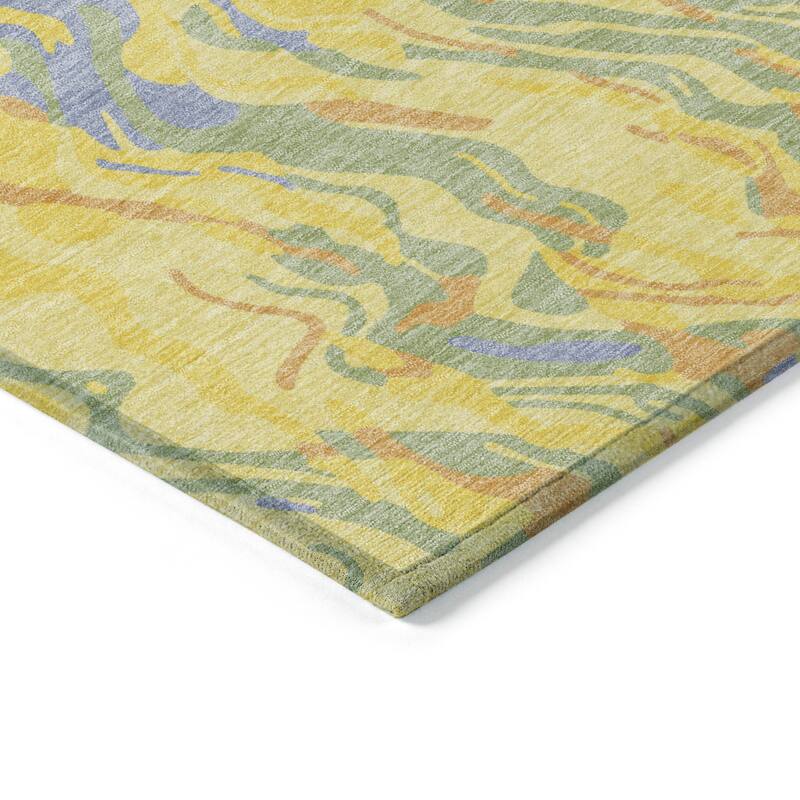 Machine Washable Indoor/ Outdoor Abstract Flow Chantille Rug