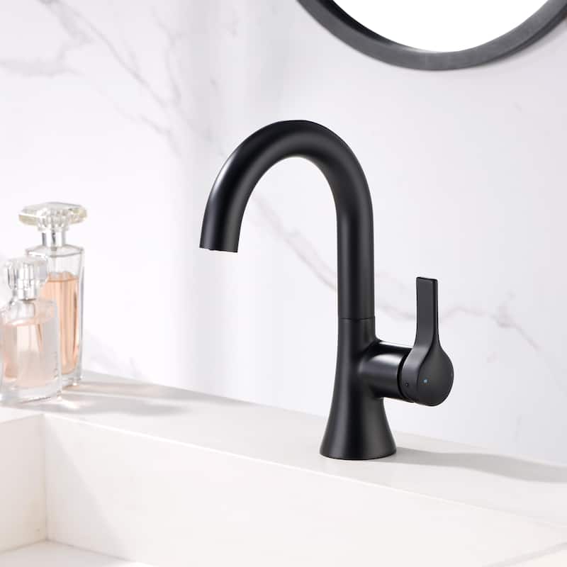 Luxier BSH11-S Single Handle Single Hole Bathroom Faucet with Drain