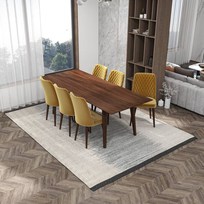 Adrian Mid Century Modern Solid Wood 7 Piece Dining Room Set