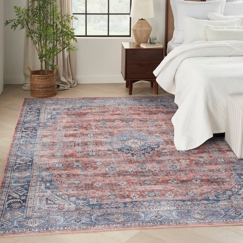 Brilliance Machine Washable Persian Vintage Medallion Area Rug